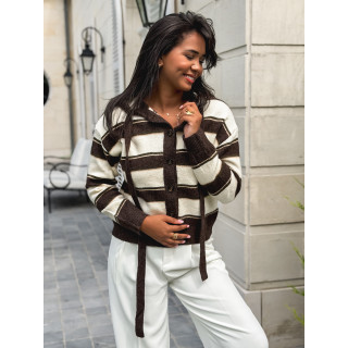 Gilet ligné Sabah - Chocolat/Écru