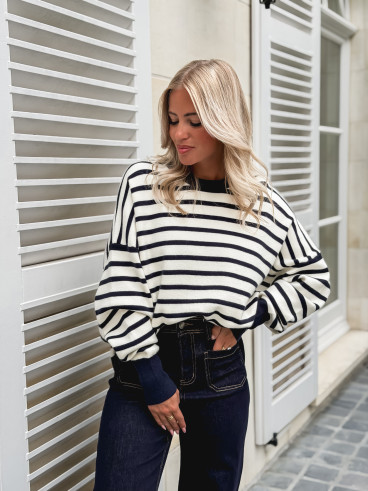 Pull ligné Lara - Bleu marine