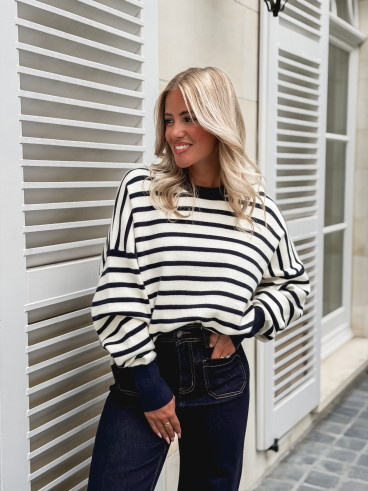 Pull ligné Lara - Bleu marine