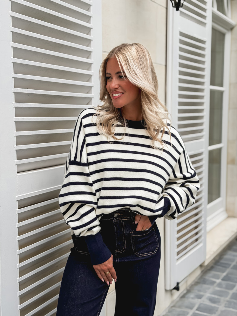 Pull ligné Lara - Bleu marine