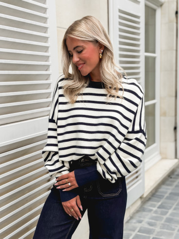 Pull ligné Lara - Bleu marine
