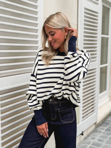 Pull ligné Lara - Bleu marine