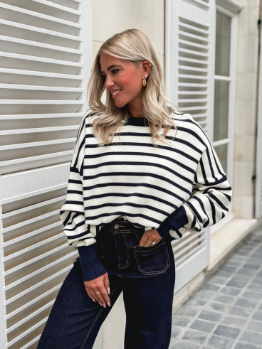 Pull ligné Lara - Bleu marine