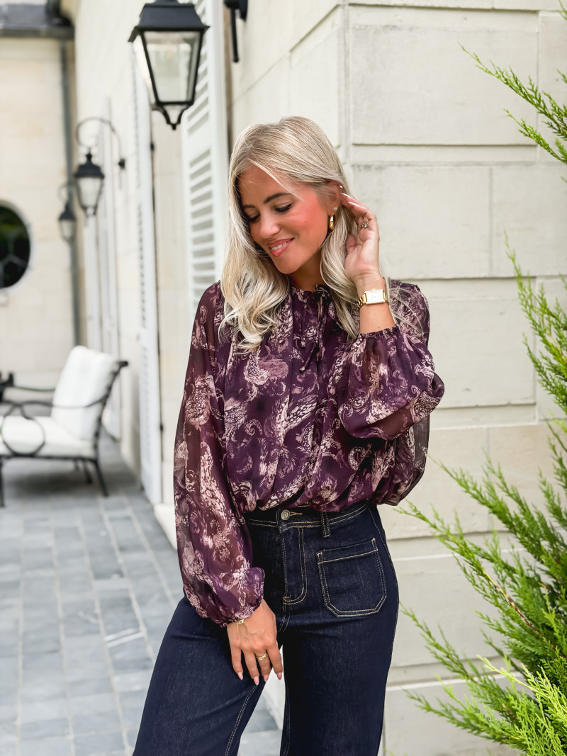 Blouse à motifs Ernestine - Prune