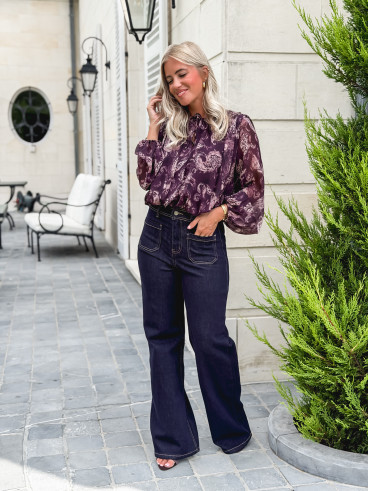 Blouse à motifs Ernestine - Prune