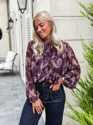Blouse à motifs Ernestine - Prune
