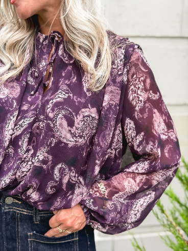 Blouse à motifs Ernestine - Prune