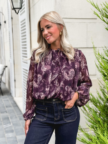 Blouse à motifs Ernestine - Prune