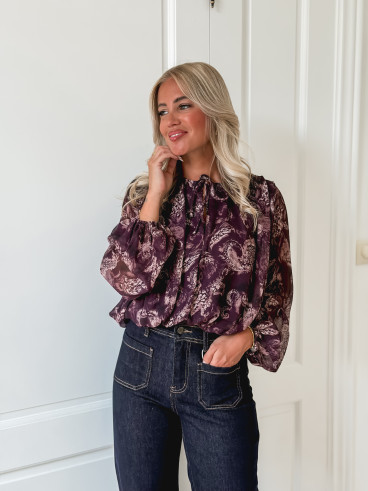 Blouse à motifs Ernestine - Prune