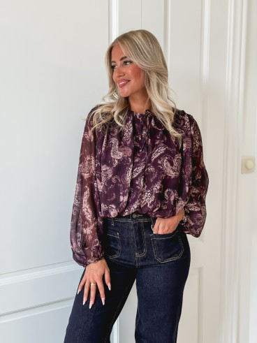 Blouse à motifs Ernestine - Prune
