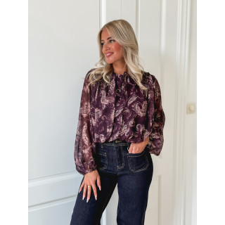 Blouse à motifs Ernestine - Prune