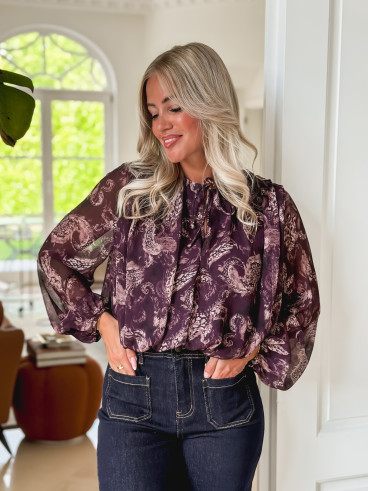 Blouse à motifs Ernestine - Prune