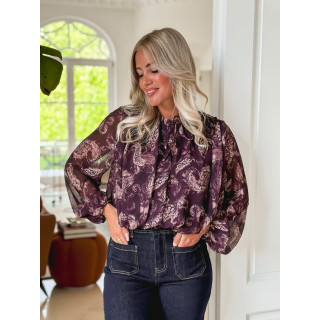 Blouse à motifs Ernestine - Prune