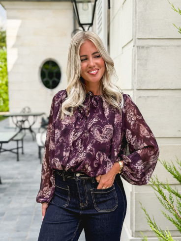 Blouse à motifs Ernestine - Prune
