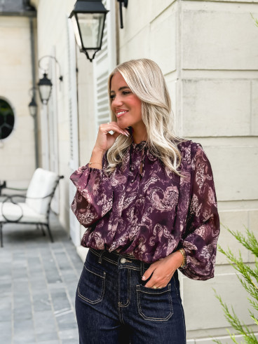 Blouse à motifs Ernestine - Prune