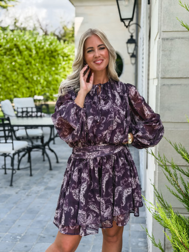 Robe à motifs Ernestine - Prune Robe à motifs Ernestine - Prune