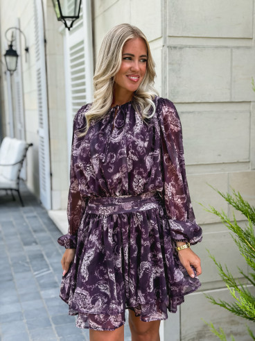 Robe à motifs Ernestine - Prune Robe à motifs Ernestine - Prune