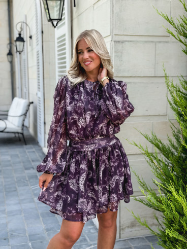 Robe à motifs Ernestine - Prune Robe à motifs Ernestine - Prune