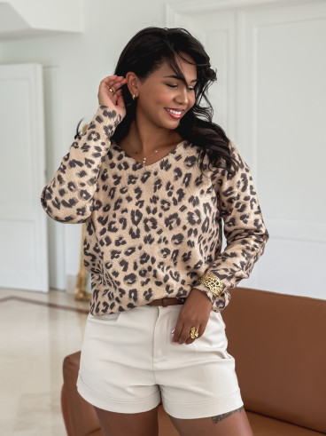 Pull léopard Zaphira - Camel