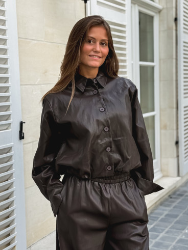 Chemise en simili Zendaya - Chocolat