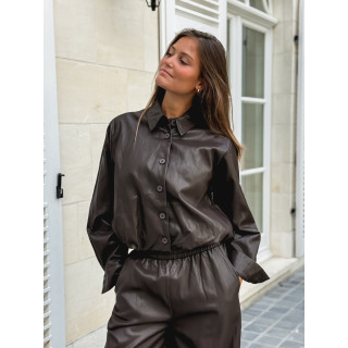 Chemise en simili Zendaya - Chocolat