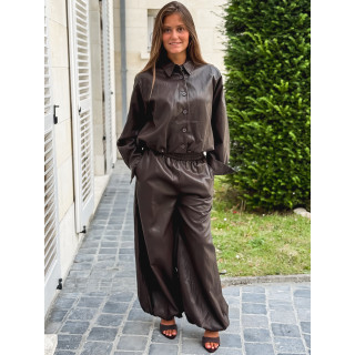 Chemise en simili Zendaya - Chocolat