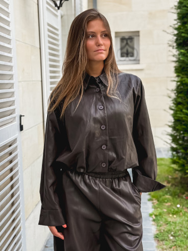 Chemise en simili Zendaya - Chocolat