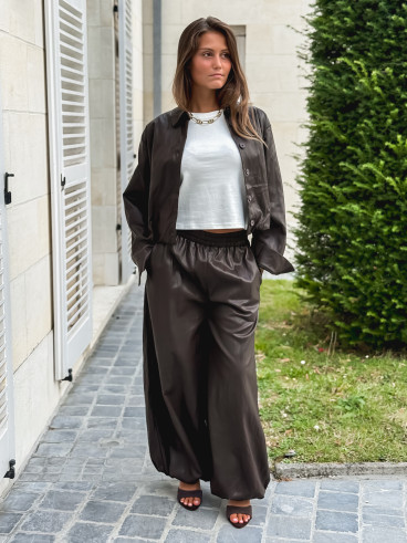 Chemise en simili Zendaya - Chocolat