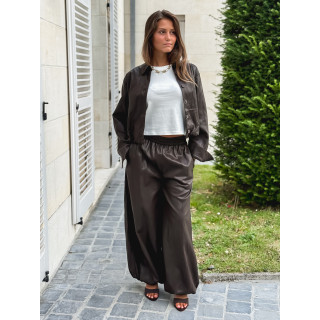Chemise en simili Zendaya - Chocolat