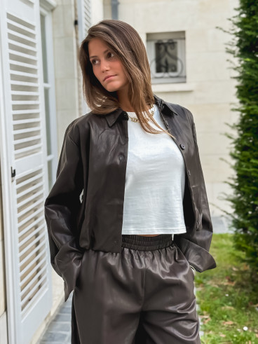 Chemise en simili Zendaya - Chocolat