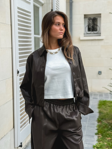Chemise en simili Zendaya - Chocolat