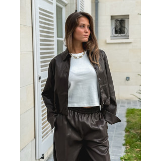 Chemise en simili Zendaya - Chocolat