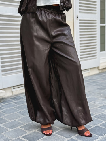 Pantalon en simili Zendaya - Chocolat