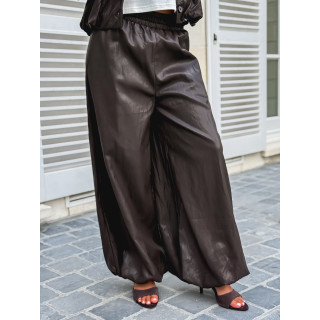 Pantalon en simili Zendaya - Chocolat