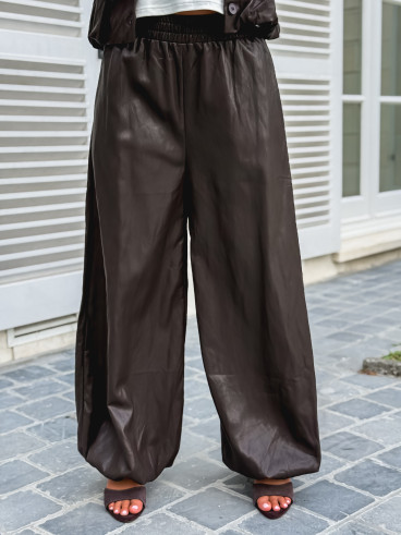 Pantalon en simili Zendaya - Chocolat