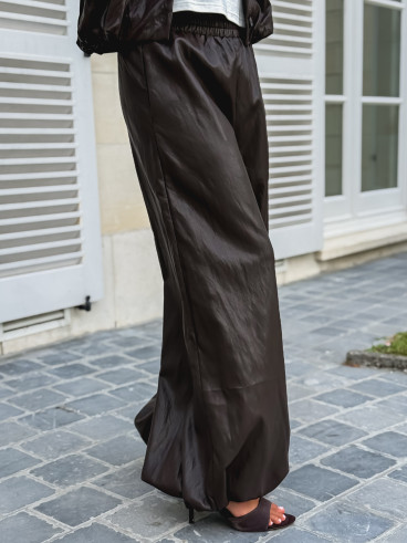Pantalon en simili Zendaya - Chocolat