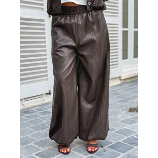 Pantalon en simili Zendaya - Chocolat