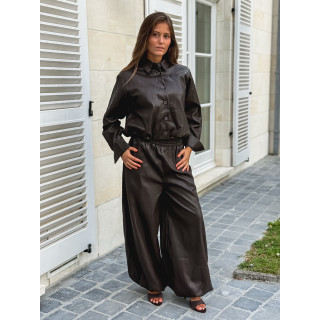 Pantalon en simili Zendaya - Chocolat