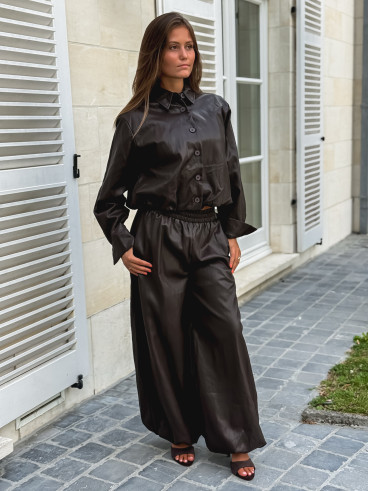 Pantalon en simili Zendaya - Chocolat