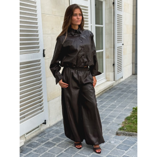 Pantalon en simili Zendaya - Chocolat