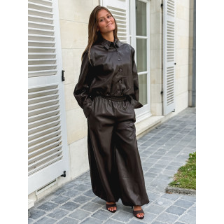Pantalon en simili Zendaya - Chocolat