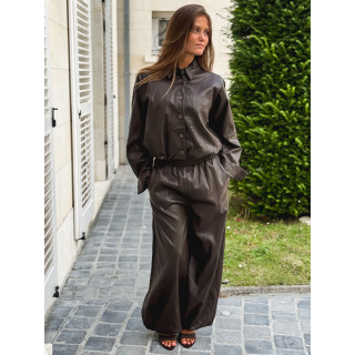 Pantalon en simili Zendaya - Chocolat
