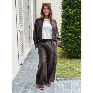 Pantalon en simili Zendaya - Chocolat