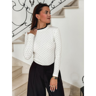 Blouse à pois Noisette - Blanc