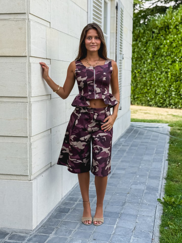 Blouse à motifs militaire Danie - Bordeaux