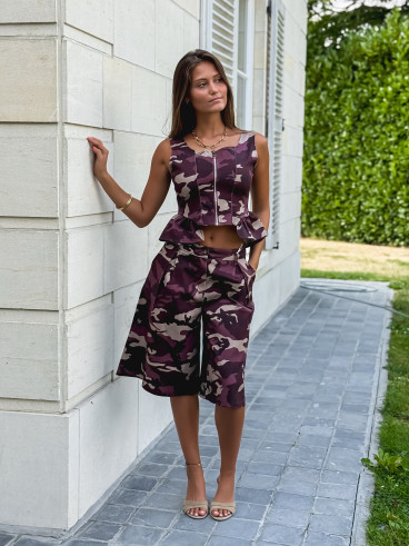 Blouse à motifs militaire Danie - Bordeaux