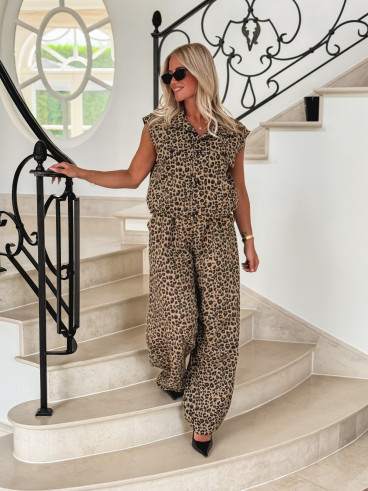 Pantalon léopard Karen - Beige Pantalon léopard Karen - Beige
