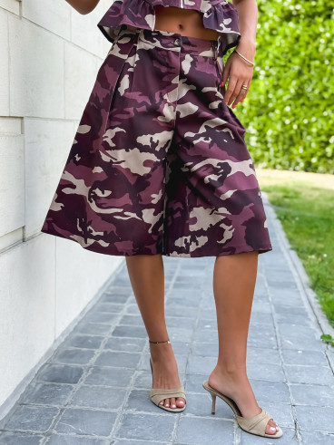 Bermuda à motifs militaire Danie - Bordeaux