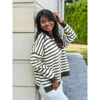 Pull ligné Lara - kaki