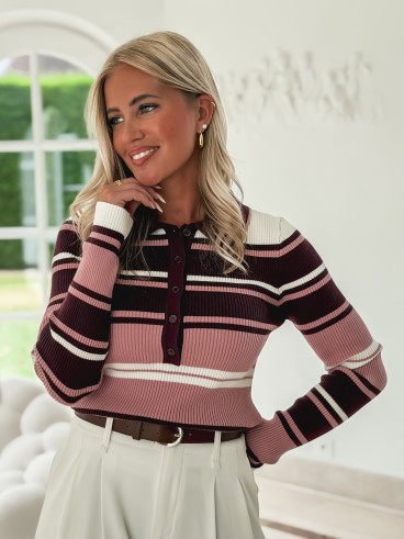 Pull Lignée Oliviana - Bordeaux/Rose
